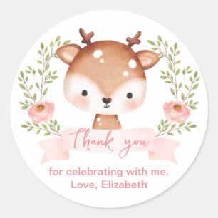 Baby Fawn Birthday Party I Baby Shower Thank You  Classic Round Sticker