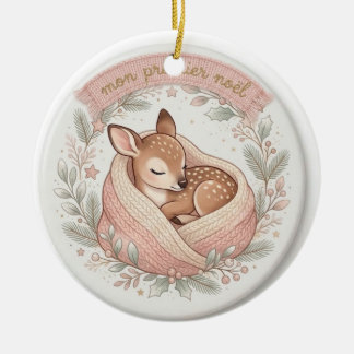Baby Fawn Christmas Ornament: "My First Christmas" Ceramic Tree Decoration