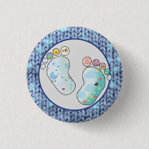 baby feet 3 cm round badge
