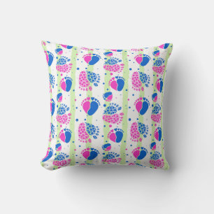Baby Feet and Hearts in blue and pink colour Cushion