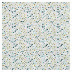Baby Feet and Hearts in green colour Fabric