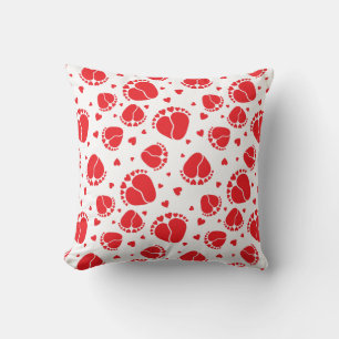 Baby Feet and Hearts in red colour Cushion