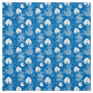 Baby Feet and Hearts Pattern in blue colour Fabric