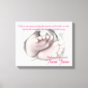 Baby Feet artistic sketch "Welcome Baby" canvas
