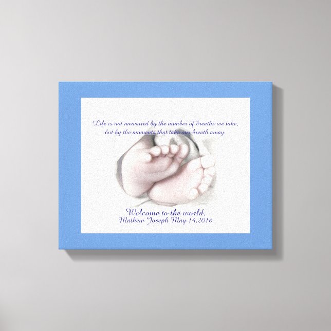 Baby Feet artistic sketch "Welcome Baby" canvas (Front)
