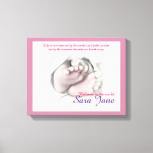 Baby Feet artistic sketch "Welcome Baby" canvas Print