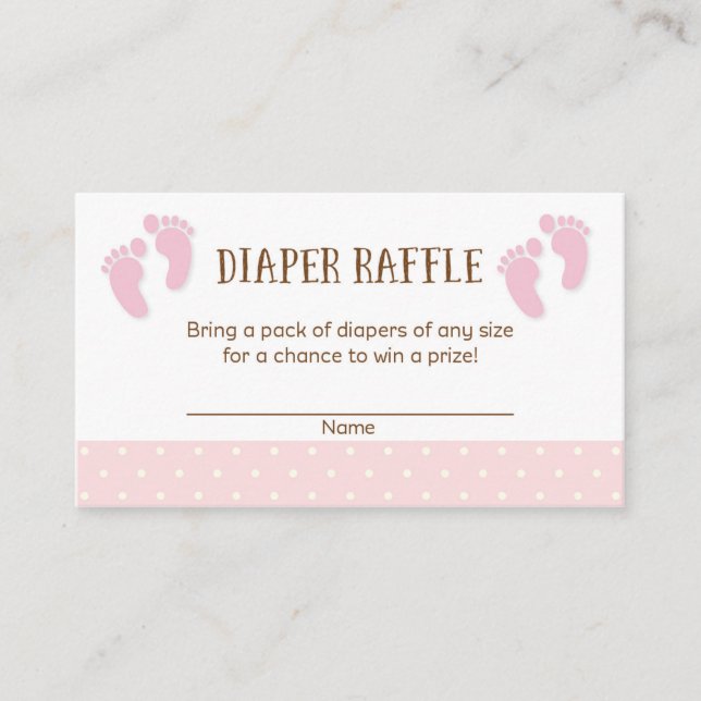 Baby Feet Baby Shower Diaper Raffle Tickets Enclosure Card (Front)