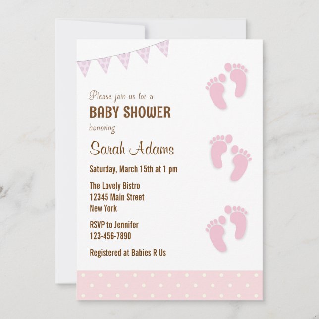 Baby Feet Baby Shower Invitation Pastel (Front)