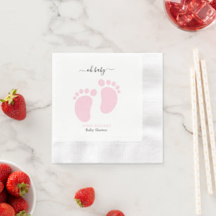 Baby Feet Baby Shower Party, Girl Pink Baby Shower Napkin