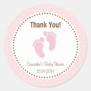 Baby Feet Baby Shower Sticker Pastel Pink