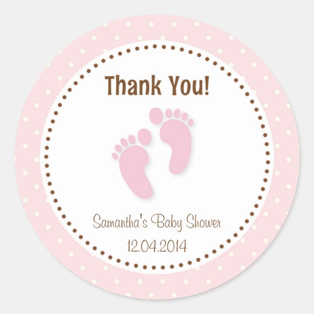 Baby Feet Baby Shower Sticker Pastel Pink (Front)