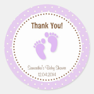Baby Feet Baby Shower Sticker Purple