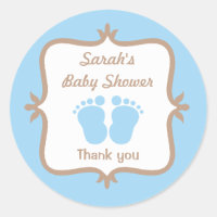 Baby Feet Blue Round Sticker