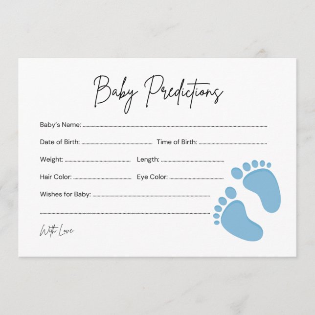 Baby Feet Boy Baby Prediction & Wishes Card (Front)