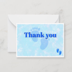Baby Feet Boy Baby Shower Custom Blue Thank You Card
