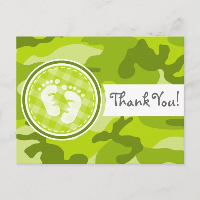 Baby Feet; bright green camo, camouflage Postcard (Front)