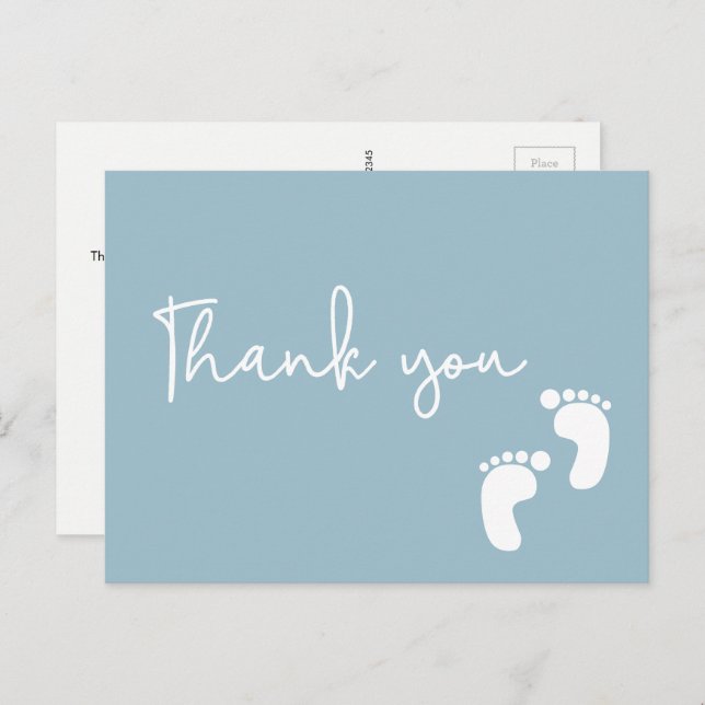 Baby Feet Dusty blue minimal Modern baby shower Postcard (Front/Back)
