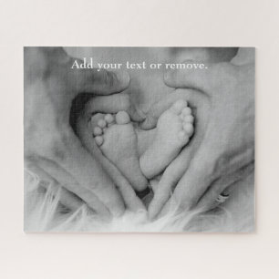 Baby Feet, Father & Mother Hands in Heart Shape. Jigsaw Puzzle
