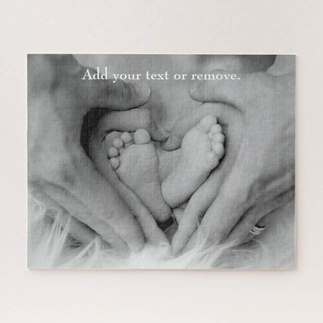 Baby Feet, Father & Mother Hands in Heart Shape. Jigsaw Puzzle (Horizontal)
