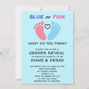 Baby Feet Gender Reveal Party Invitation
