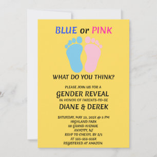 Baby Feet Gender Reveal Party Invitation