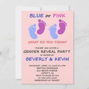 Baby Feet Gender Reveal Party Invitation