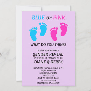 Baby Feet Gender Reveal Party Invitation