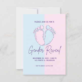 Baby Feet Gender Reveal Surprise Invitation