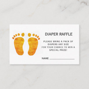 Baby Feet Glitter Baby Shower Diaper Raffle Enclosure Card