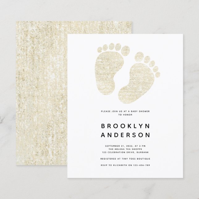 Baby Feet Gold Glitter Gender Neutral Baby Shower  (Front/Back)