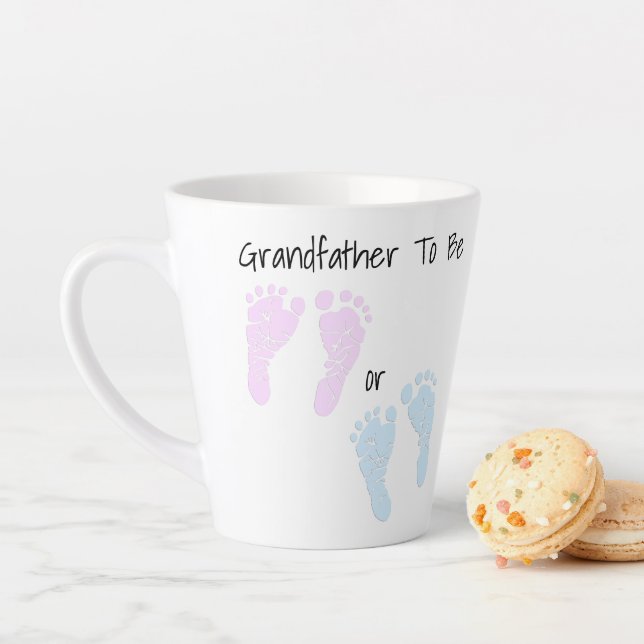 Baby Feet Grandfather To Be Custom Announcement Latte Mug (In Situ)