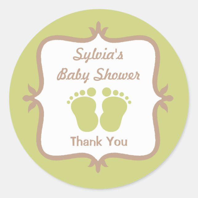 Baby Feet Green Round Sticker (Front)