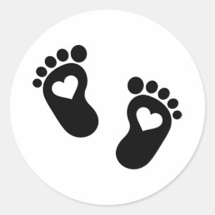 Baby feet hearts classic round sticker