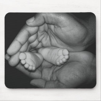 baby feet in father's hands mouse mat