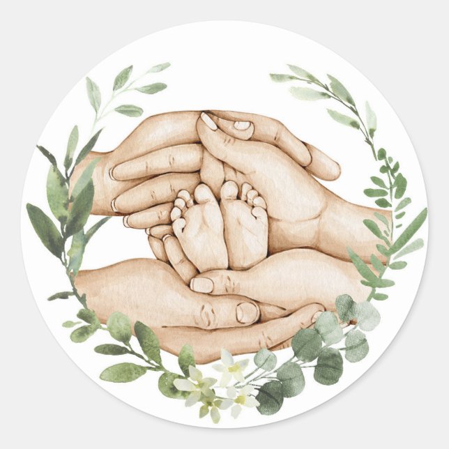 Baby Feet in Hands Sticker (Front)