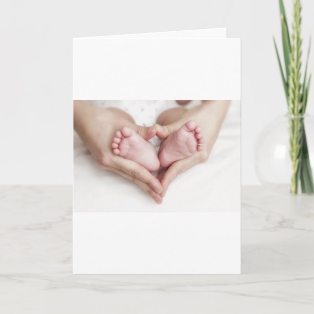 Baby feet in mother hands card (Front)