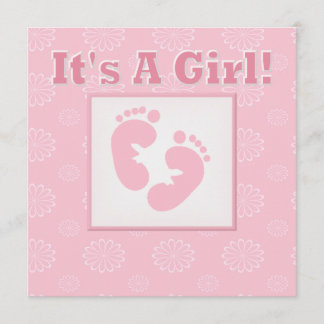 Baby Feet It's A Girl Baby Shower Invitation