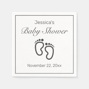 Baby Feet Modern Minimalist White Baby Shower Napkin