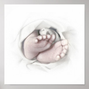 Baby feet pencil sketch poster