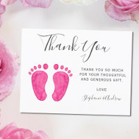 Baby Feet Pink Baby Shower Thank You