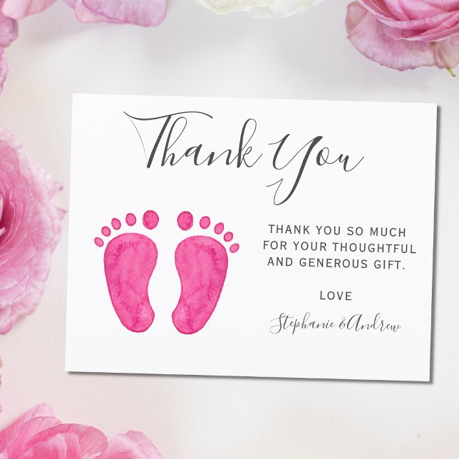 Baby Feet Pink Baby Shower Thank You Postcard (Creator Uploaded)