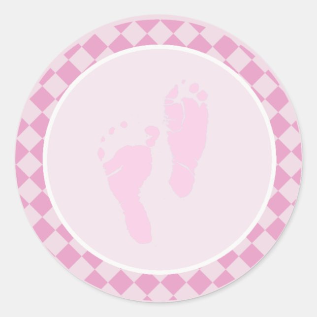 Baby Feet Pink Girl Envelope Seal Stickers (Front)