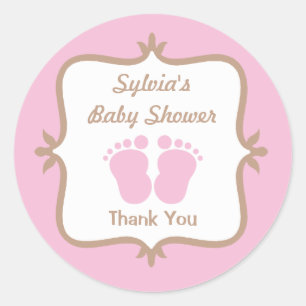 Baby Feet Pink Round Sticker
