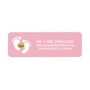 Baby Feet White Pink Girl Baby Shower Address