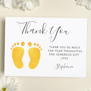 Baby Feet Yellow Baby Shower Thank You Card