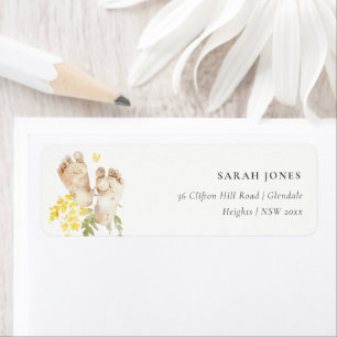 Baby Feet Yellow Floral Gender Neutral Address