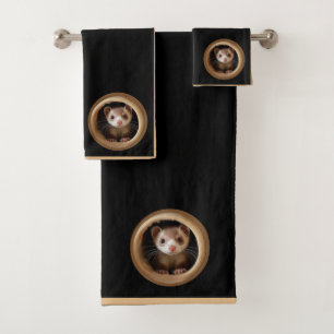 Baby Ferret Face - Cute Ferrets Bath Towel Set