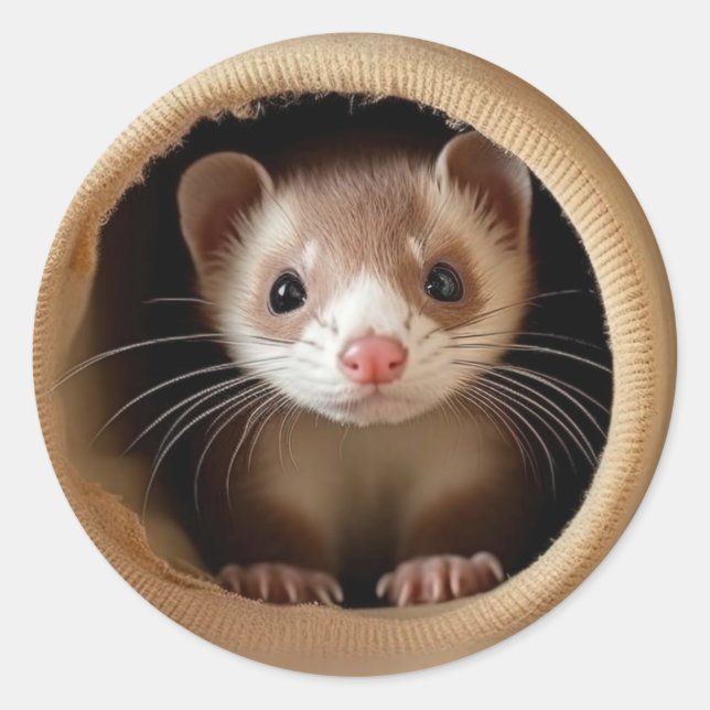 Baby Ferret Face - Cute Ferrets Classic Round Sticker (Front)