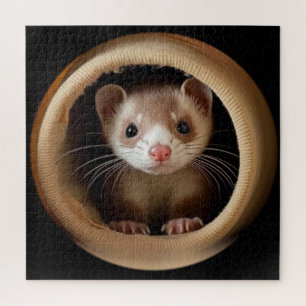 Baby Ferret Face - Cute Ferrets Jigsaw Puzzle