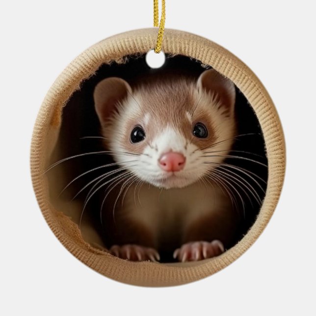 Baby Ferret Face - Cute Ferrets Ornament (Front)